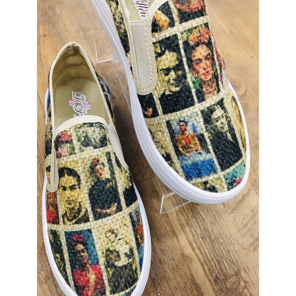 Frida Kahlo Famous Portraits Flat Slip-on Shoes - Picture 2 of 8